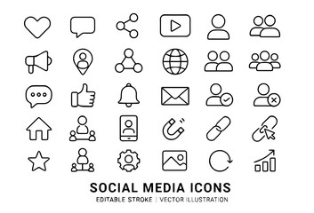 SOCIAL MEDIA OUTLINE ICON PACK