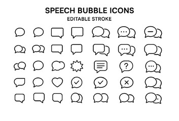 Speech Bubble Line Editable Icon Set
