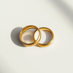 A pair of golden wedding rings isolated on a white background