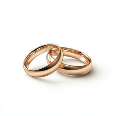 A pair of golden wedding rings isolated on a white background