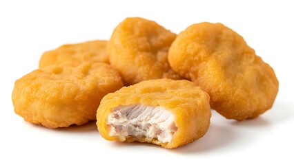 Crispy chicken nuggets with bite mark
