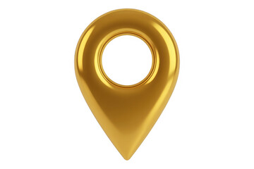 Gold Map Pin map marker location navigation symbol isolated on a transparent background