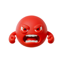 Furious Red 3D Emoji Character Expressing Intense Anger