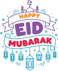 Eid Mubarak Calligraphy Vector Lettering