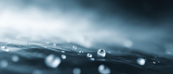 Abstract water pollution background, stark lighting on droplets representing forever chemicals and long-term environmental health risks