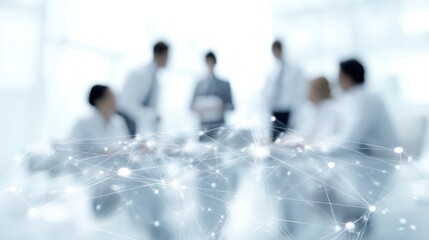 Corporate team collaborating with third-party vendors to deliver integrated B2B solutions, professionals working around digital interfaces, modern office environment, seamless system integration