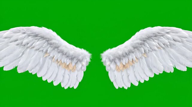 Angel Wings Flapping on Green Screen Background