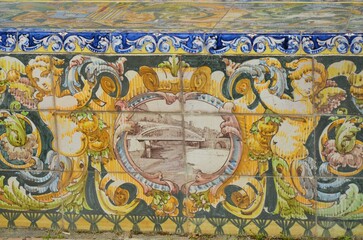 Seville, Spain 03.28.2019: Plaza de Espana or Spain Square in Seville, Andalusia, Spain