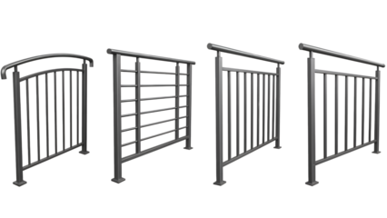 Three Metal Railing Designs on Checkered Background