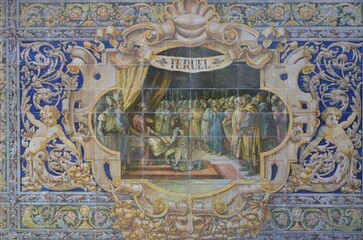 Seville, Spain 03.28.2019: Plaza de Espana or Spain Square in Seville, Andalusia, Spain