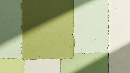 Soft green and white painted wall with rough texture and shadows
