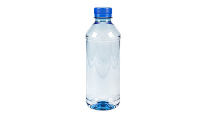 Clear plastic water bottle with blue cap