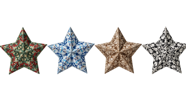 Four Decorative Origami Stars - Powered by Adobe