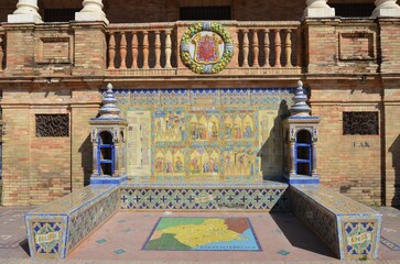 Seville, Spain 03.28.2019: Plaza de Espana or Spain Square in Seville, Andalusia, Spain