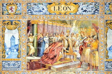 Seville, Spain 03.28.2019: Plaza de Espana or Spain Square in Seville, Andalusia, Spain