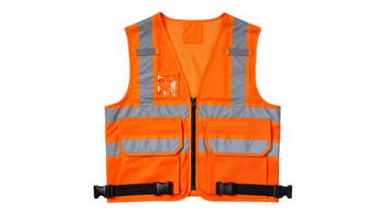 Orange safety vest with reflective strips
