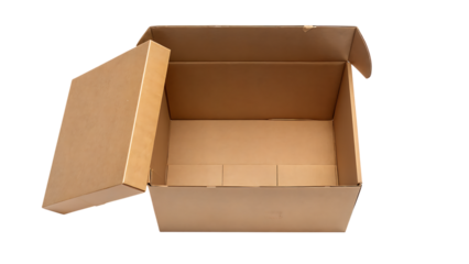 Open cardboard box on checkered background