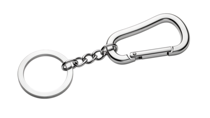 Silver keychain with carabiner and ring