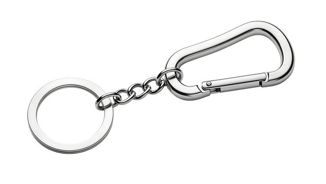 Silver keychain with carabiner and ring