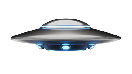 Futuristic flying saucer with blue lights