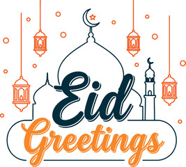 Eid Mubarak Calligraphy Vector Lettering colorfull