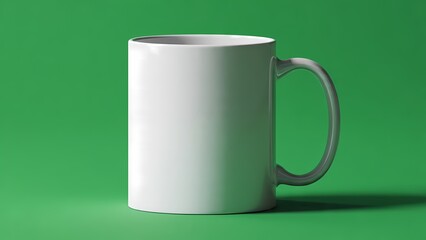 Professional Product Shot Of White Mug Over Solid Green Surface