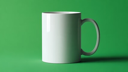 Empty White Coffee Cup Centered On A Vibrant Green Backdrop