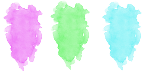 Pastel watercolor paint blots in pink green and blue creating soft abstract background for creative design