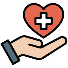 Obraz premium healthcare hand with heart and medical cross symbol vector