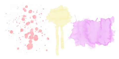 Yellow and pink watercolor paint drips with splatter texture creating expressive abstract artistic background