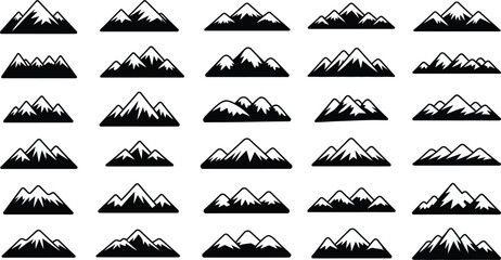 Collection of diverse mountain silhouettes in various artistic designs © Murad