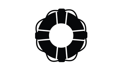 A striking black and white graphic of a circular life preserver or ring buoy design © ASK_Studio