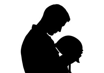 Solemn silhouette of a soldier bowing head in respectful remembrance, clutching a helmet in a moment of profound reflection and tribute to fallen comrades