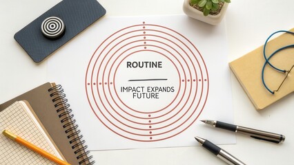Concentric Circles With Routine Impact Expanding Future Concept