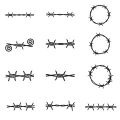 Barbed wire illustrations for security and boundary concepts
