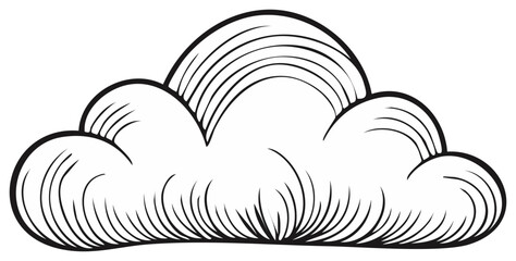 Fototapeta premium Stylized black and white cloud with rainbow line art graphic element