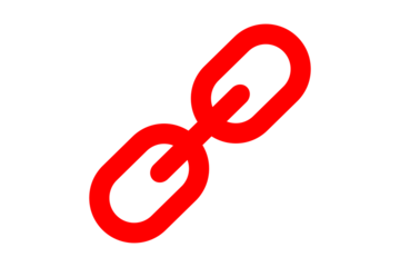 Red chain link icon on white background isolated on transparent background