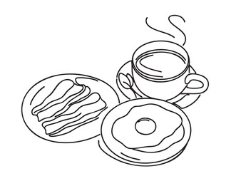 Healthy breakfast frame. sketch breakfast with eggs on table