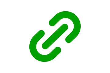 Green paperclip icon on white background isolated on transparent background