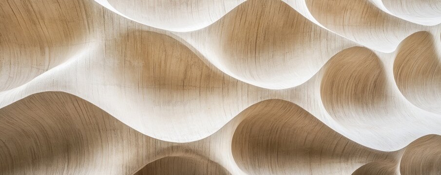 Abstract wood wall texture, interior design, wavy pattern, modern architecture