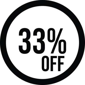 33% OFF Sale Discount Round Badge Icon Isolated on White