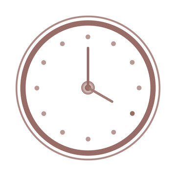 Minimalist clock face showing 16:00, warm cocoa brown time icon
