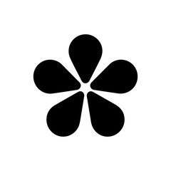 Minimal Black Flower Icon Vector on White Background.