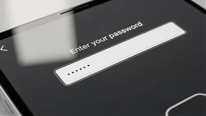 Password input screen in digital style in black color for mobile security