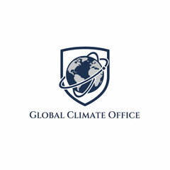 Fototapeta premium Global Climate Protection Shield and Environment Logo