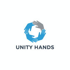 Modern Circular Unity and Cooperation Hands Logo