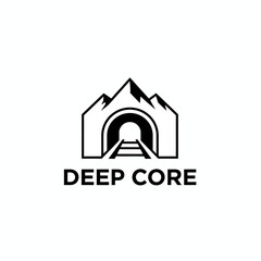 Minimalist Mountain Tunnel and Railway Logo