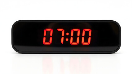 Digital alarm clock display showing 7 00 am