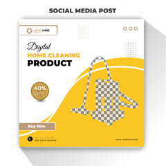 Modern Home Cleaning Product Promotional Social Media Post Design Template