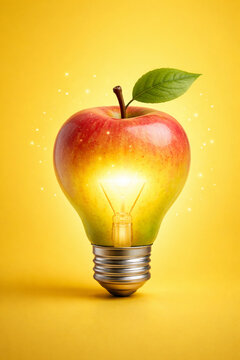 Apple Light Bulb Concept &ndash; Fresh Idea and Creative Thinking Symbol